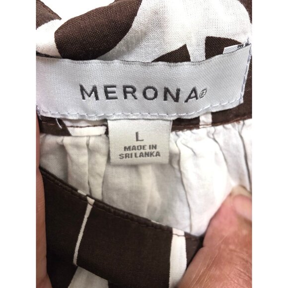 Merona Brown & White Coffee Print Sleeveless Sundress With Adjustable Tie Straps - Picture 7 of 8